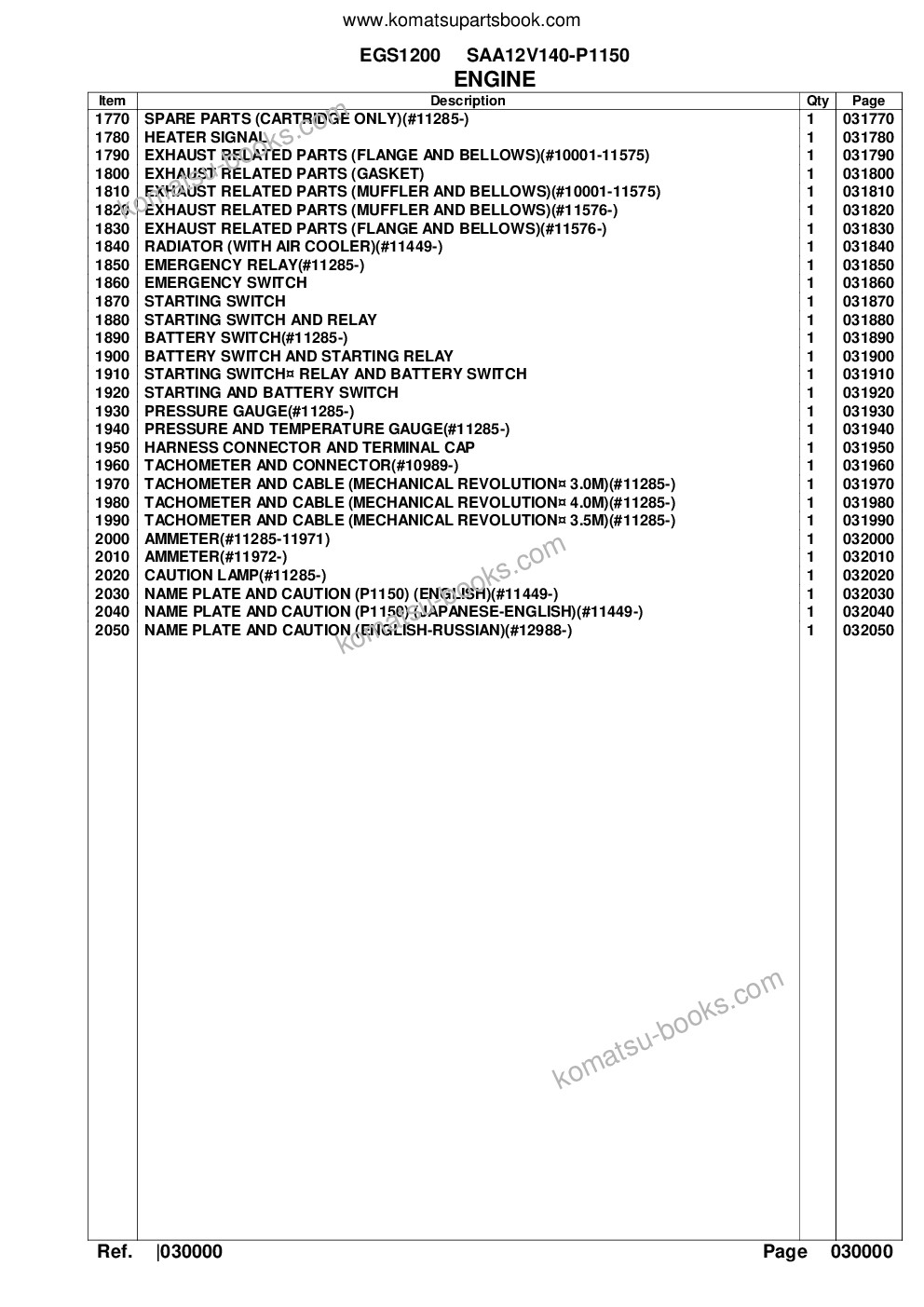 Komatsu egs1200 saa12v140-p1150 Parts catalog cover Page 5 Komatsu egs1200 saa12v140-p1150 Parts catalog cover Page 5