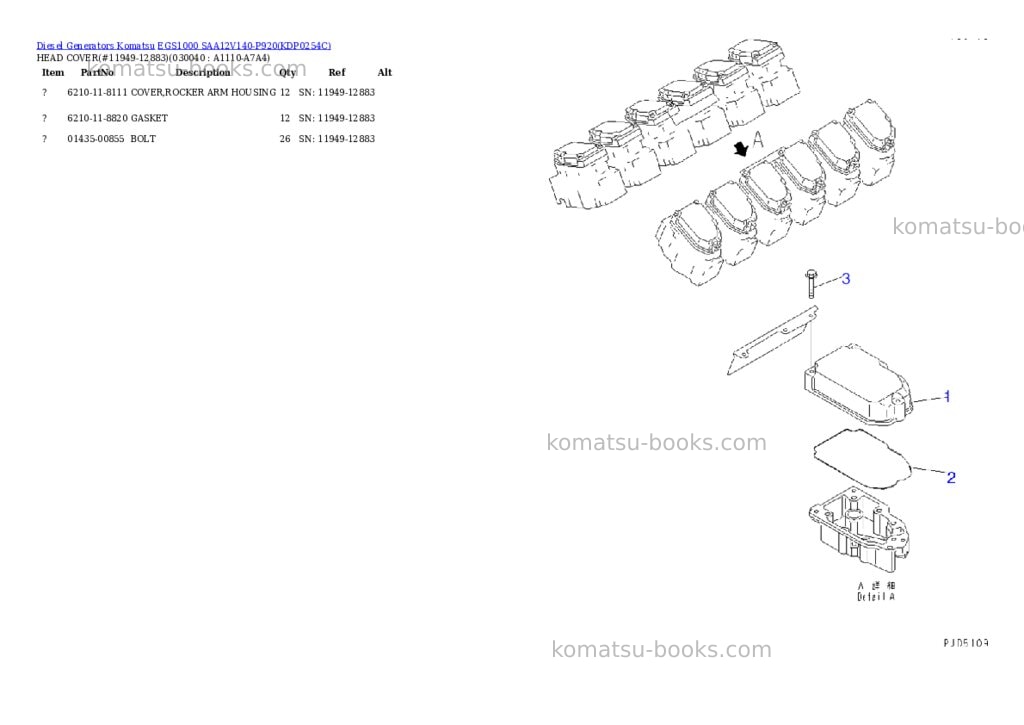 Komatsu egs1000 saa12v140-p920 Parts catalog cover Page 3 Komatsu egs1000 saa12v140-p920 Parts catalog cover Page 3
