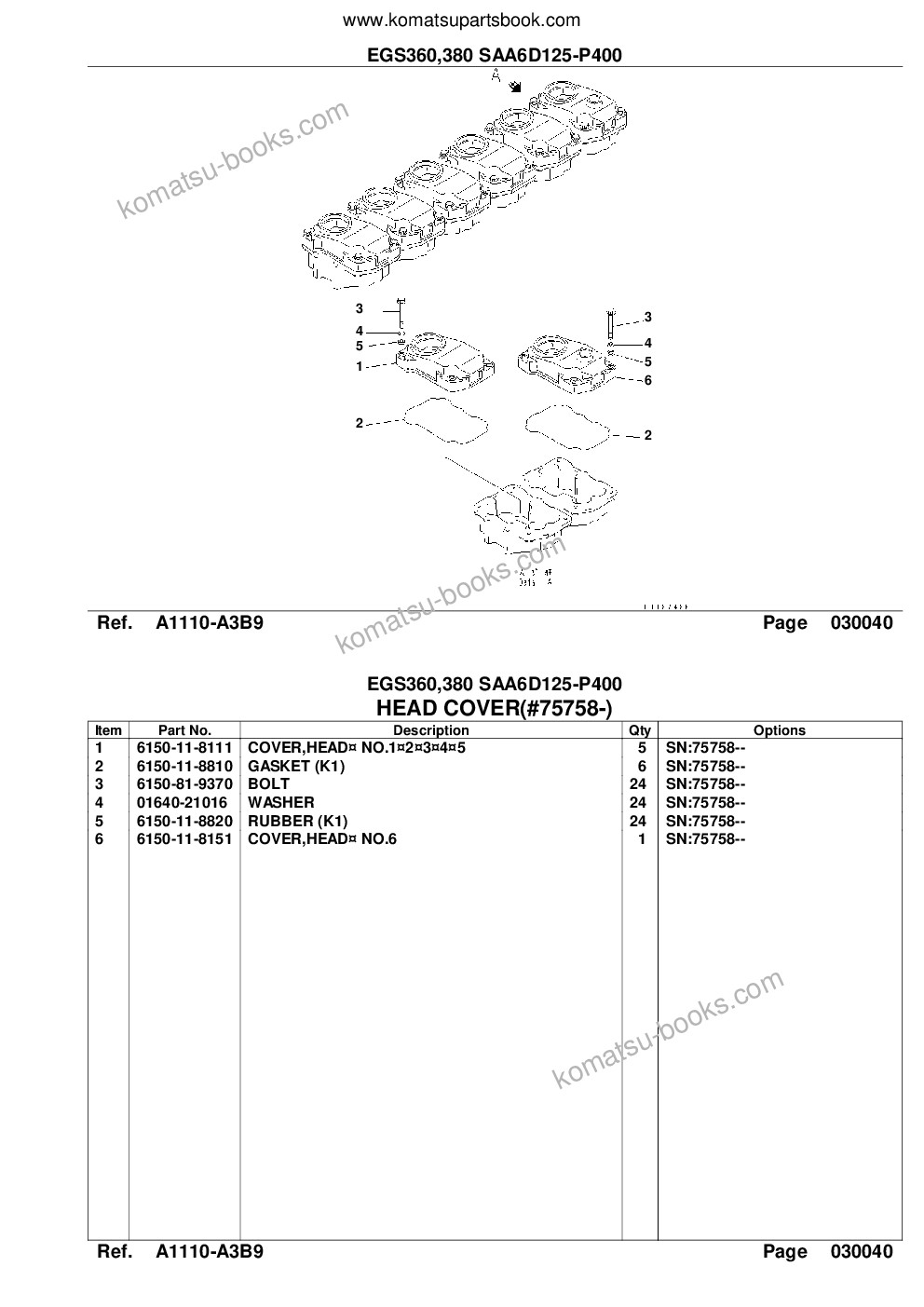 Komatsu egs360,380 saa6d125-p400 Parts catalog cover Page 10 Komatsu egs360,380 saa6d125-p400 Parts catalog cover Page 10