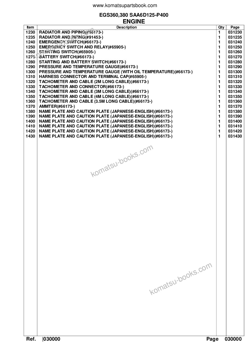 Komatsu egs360,380 saa6d125-p400 Parts catalog cover Page 4 Komatsu egs360,380 saa6d125-p400 Parts catalog cover Page 4
