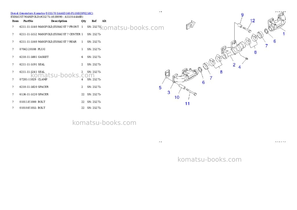 Komatsu egs570 saa6d140-p510 Parts catalog cover Page 8 Komatsu egs570 saa6d140-p510 Parts catalog cover Page 8