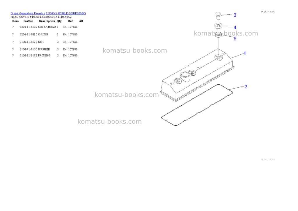 Komatsu egs45-5 4d94le-2 Parts catalog cover Page 3