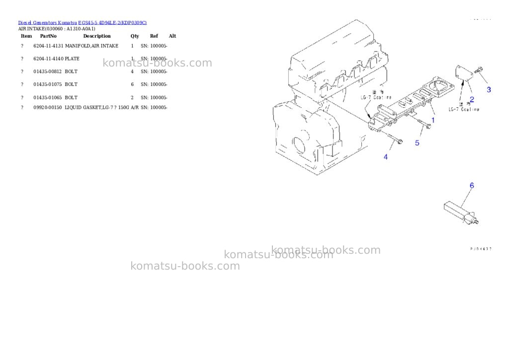 Komatsu egs45-5 4d94le-2 Parts catalog cover Page 5
