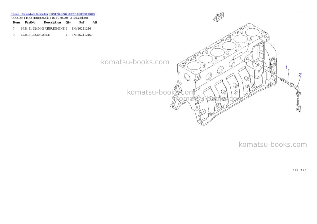 Komatsu egs120-6 s6d102e-1 Parts catalog cover Komatsu egs120-6 s6d102e-1 Parts catalog cover