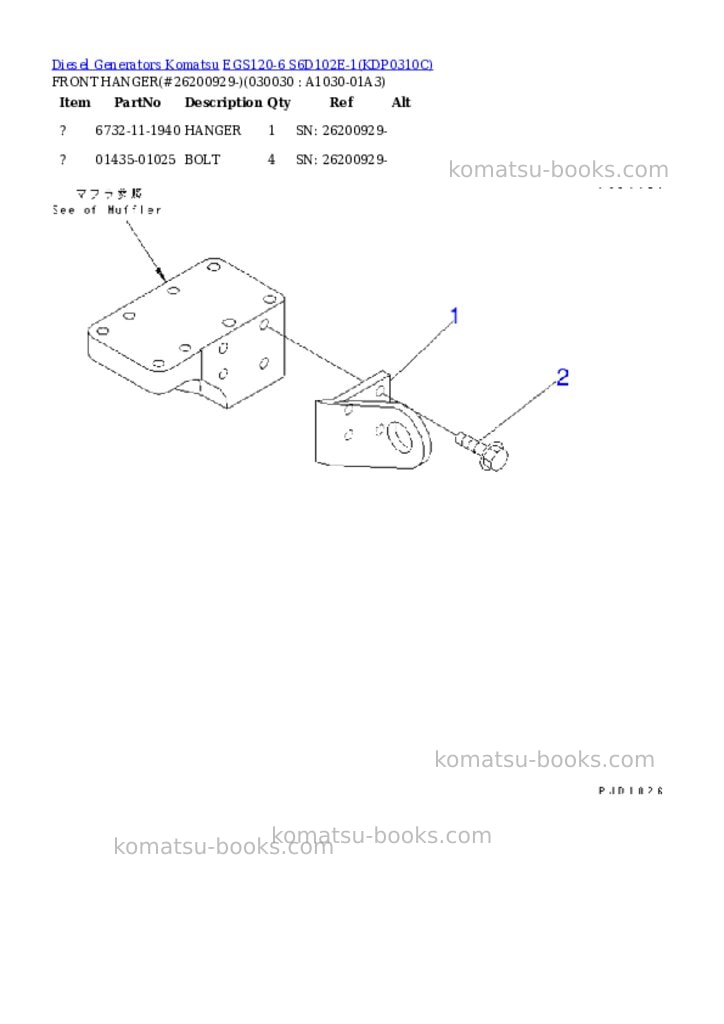 Komatsu egs120-6 s6d102e-1 Parts catalog cover Page 2 Komatsu egs120-6 s6d102e-1 Parts catalog cover Page 2