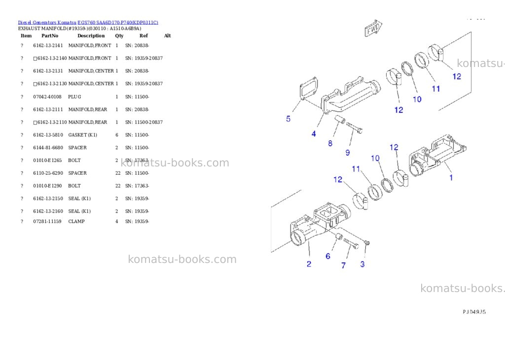 Komatsu egs760 saa6d170-p740 Parts catalog cover Page 10 Komatsu egs760 saa6d170-p740 Parts catalog cover Page 10