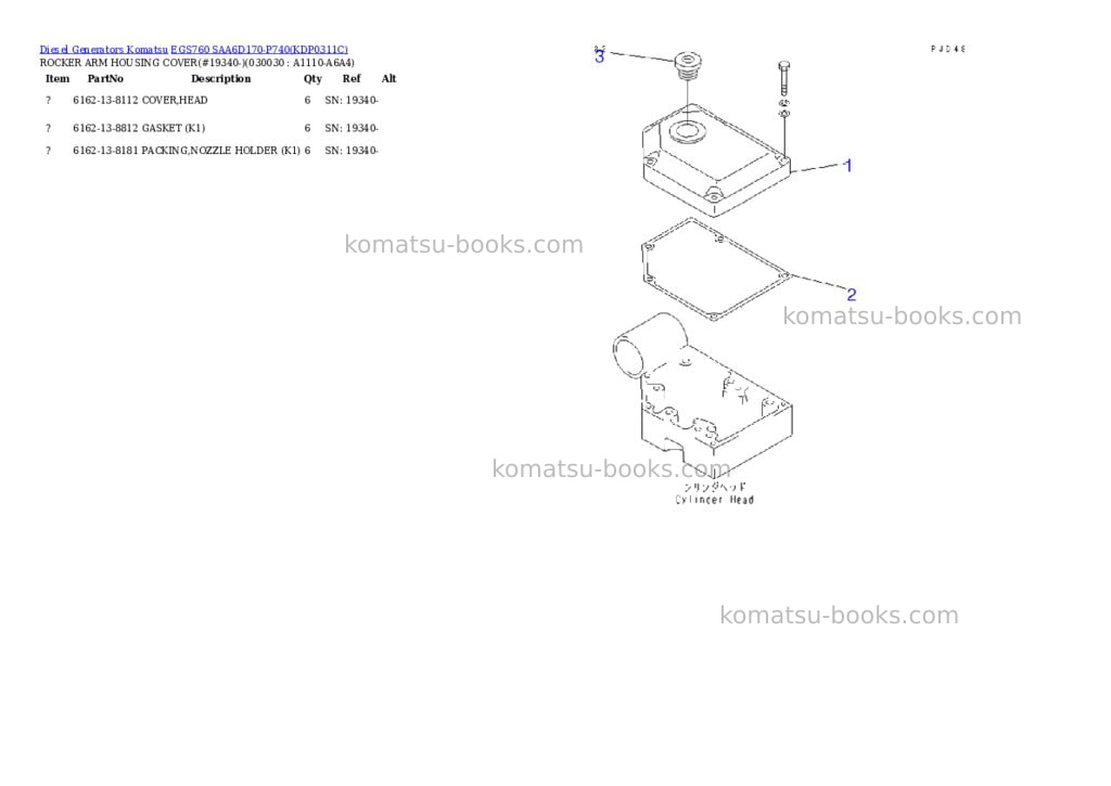 Komatsu egs760 saa6d170-p740 Parts catalog cover Page 2 Komatsu egs760 saa6d170-p740 Parts catalog cover Page 2