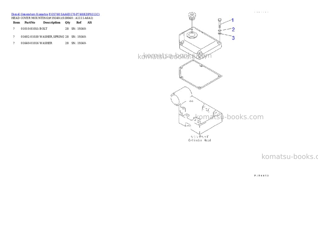 Komatsu egs760 saa6d170-p740 Parts catalog cover Page 3 Komatsu egs760 saa6d170-p740 Parts catalog cover Page 3