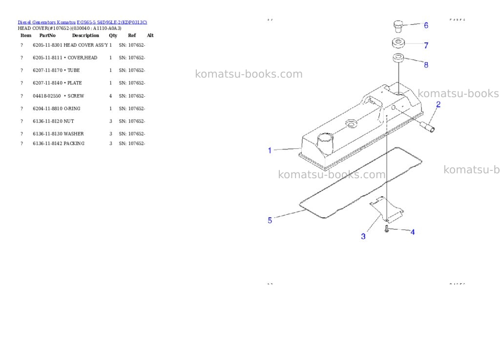 Komatsu egs65-5 s4d95le-2 Parts catalog cover Page 3