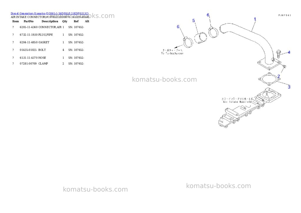 Komatsu egs65-5 s4d95le-2 Parts catalog cover Page 6