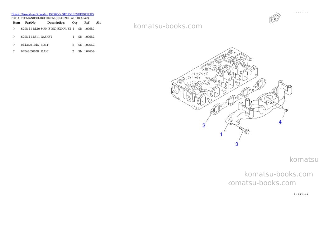 Komatsu egs65-5 s4d95le-2 Parts catalog cover Page 8