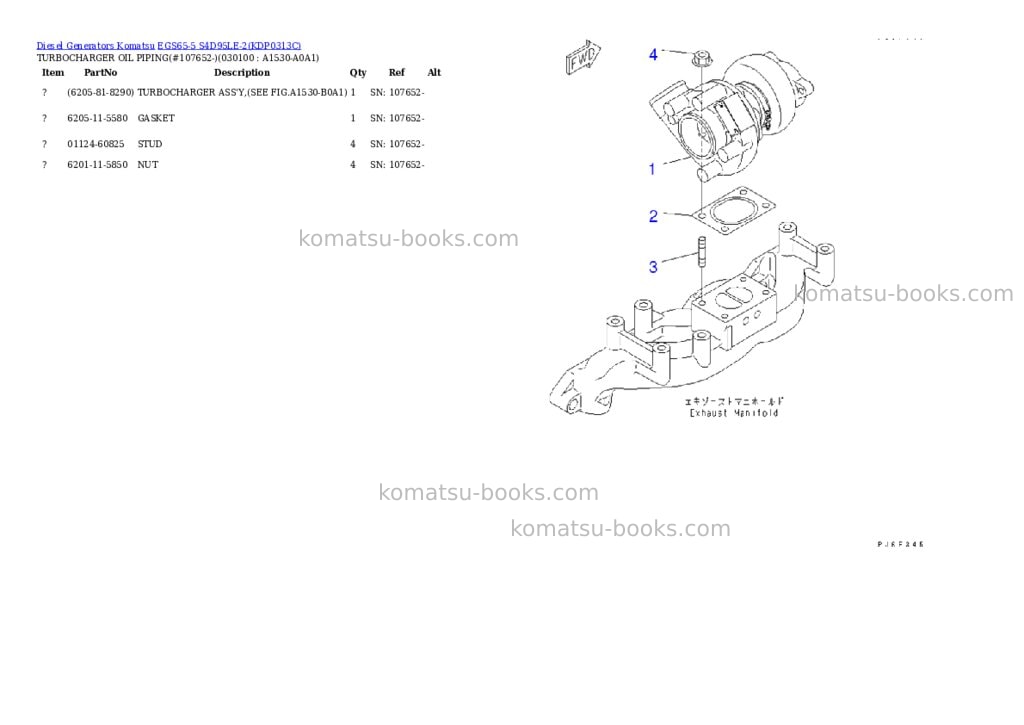 Komatsu egs65-5 s4d95le-2 Parts catalog cover Page 9