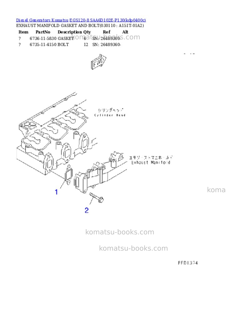 Komatsu egs120-8 saa6d102e-p130 Parts catalog cover Page 10 Komatsu egs120-8 saa6d102e-p130 Parts catalog cover Page 10