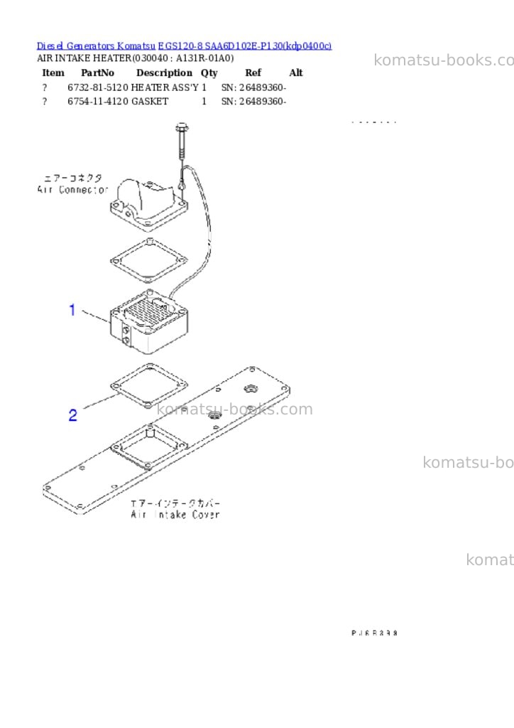 Komatsu egs120-8 saa6d102e-p130 Parts catalog cover Page 3 Komatsu egs120-8 saa6d102e-p130 Parts catalog cover Page 3