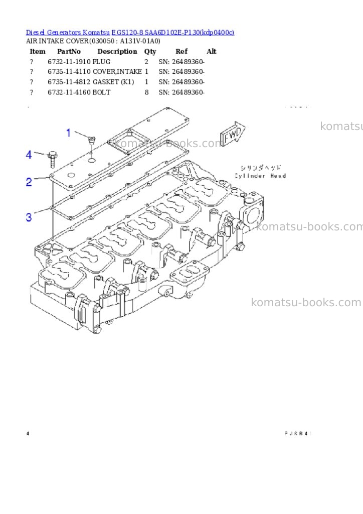 Komatsu egs120-8 saa6d102e-p130 Parts catalog cover Page 4 Komatsu egs120-8 saa6d102e-p130 Parts catalog cover Page 4