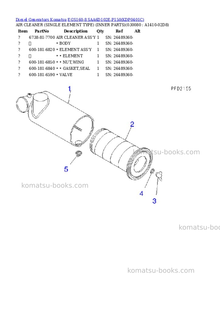 Komatsu egs160-8 saa6d102e-p150 Parts catalog cover Page 7 Komatsu egs160-8 saa6d102e-p150 Parts catalog cover Page 7