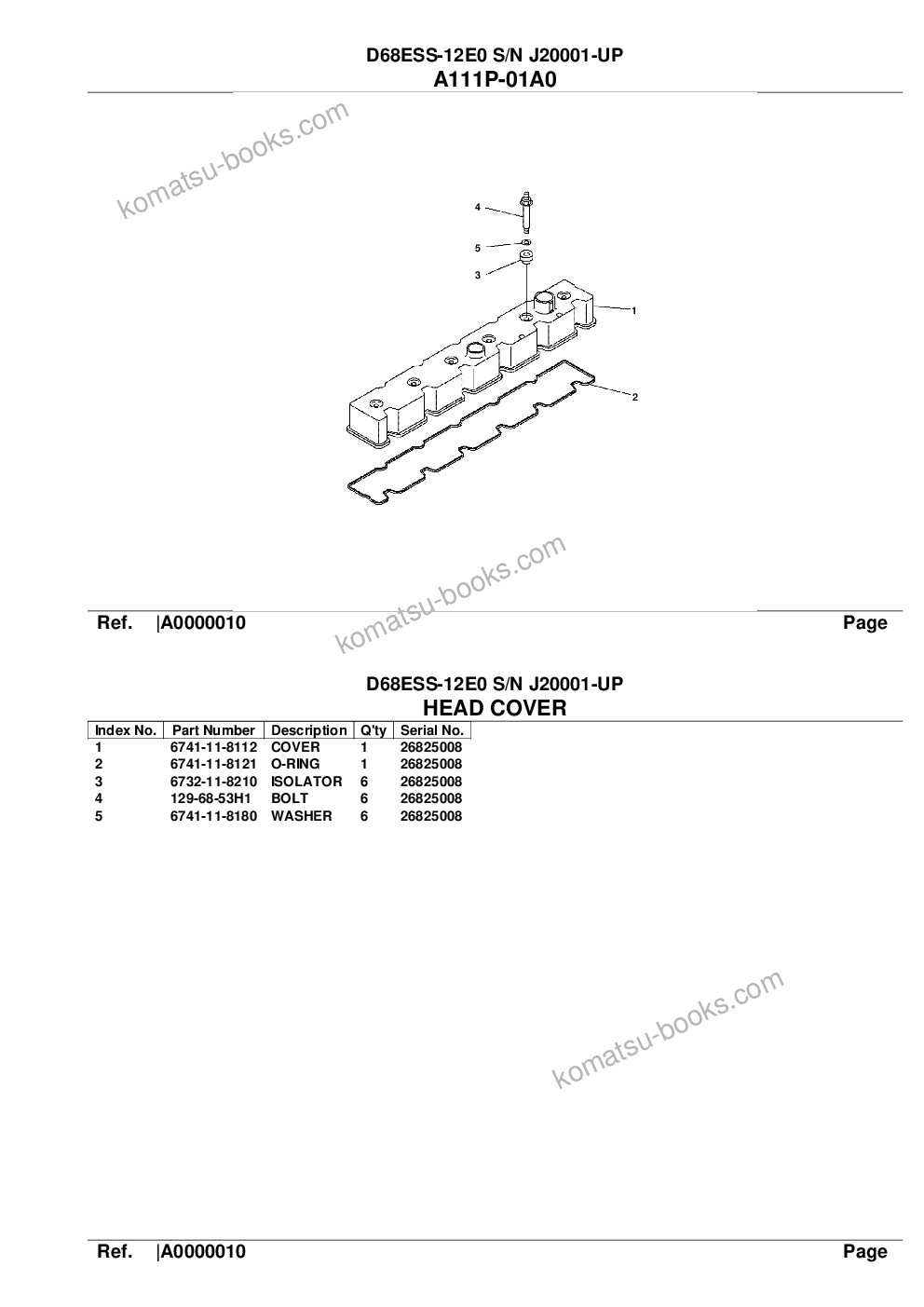 Komatsu d68ess-12e0 s/n j20001-up Parts catalog cover Page 4 Komatsu d68ess-12e0 s/n j20001-up Parts catalog cover Page 4