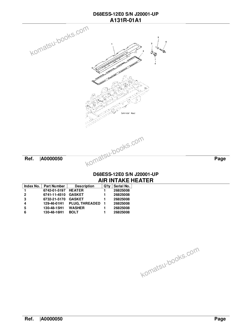 Komatsu d68ess-12e0 s/n j20001-up Parts catalog cover Page 8 Komatsu d68ess-12e0 s/n j20001-up Parts catalog cover Page 8