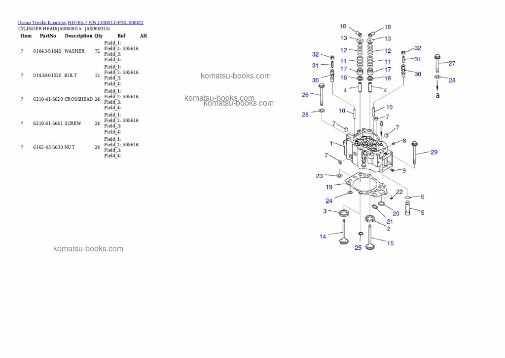 Komatsu hd785-7 Katalog dílů obálka