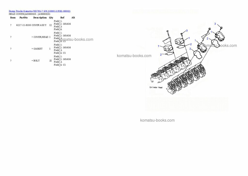 Komatsu hd785-7 Katalog dílů obálka Strana 2