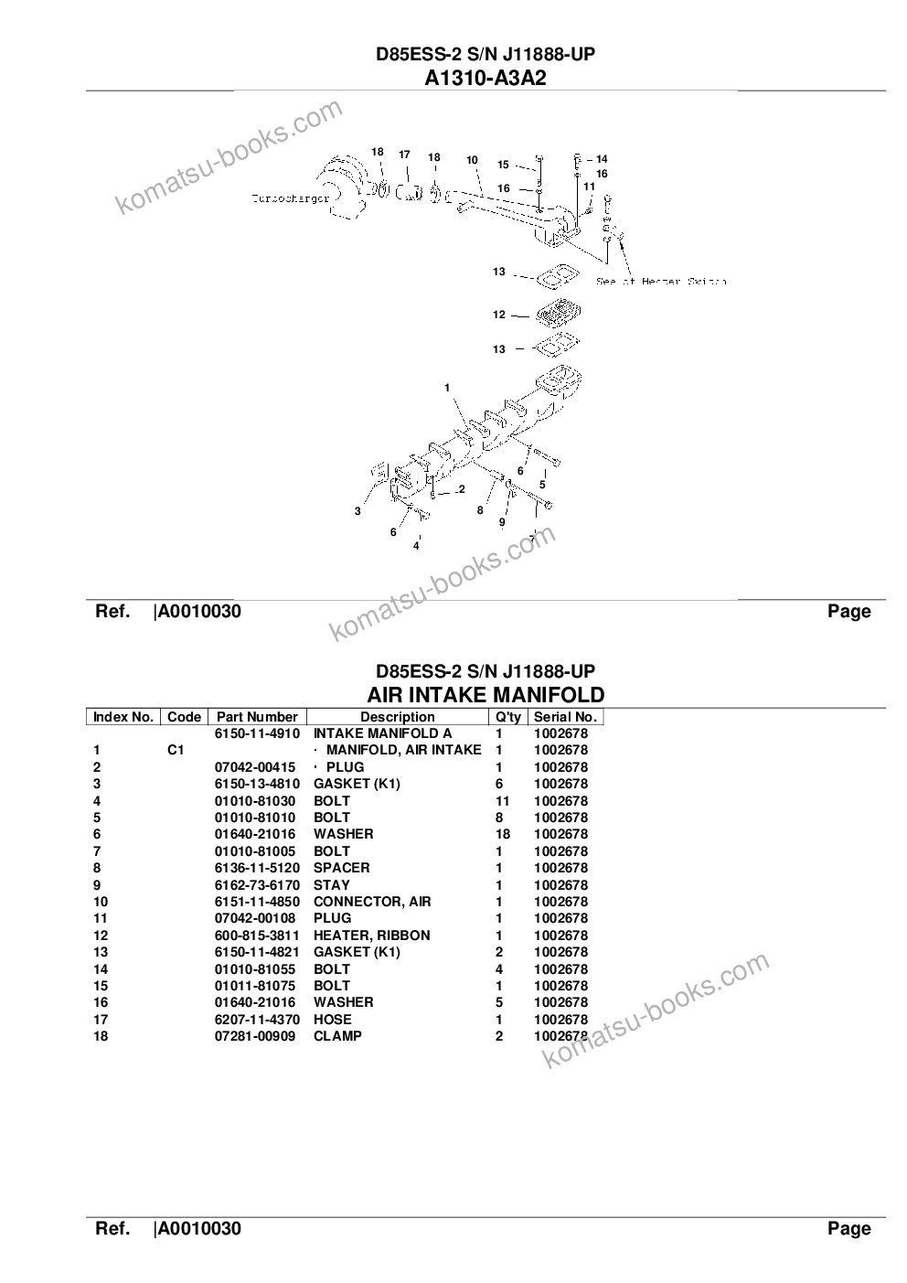 Komatsu D85ESS-2 S/N J11888-UP Parts catalog cover Page 6