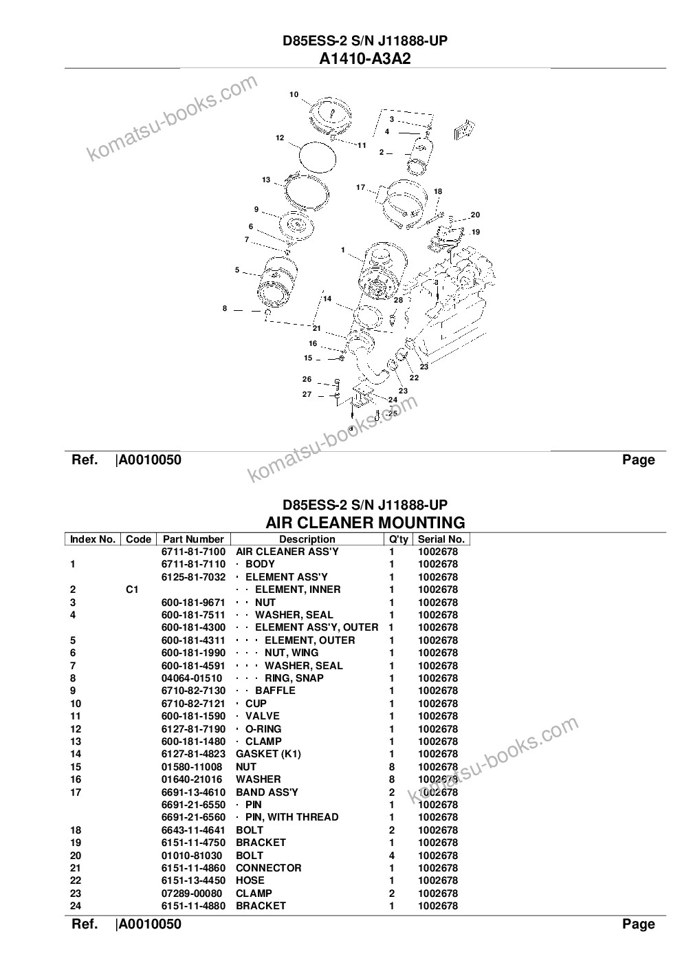 Komatsu D85ESS-2 S/N J11888-UP Parts catalog cover Page 8