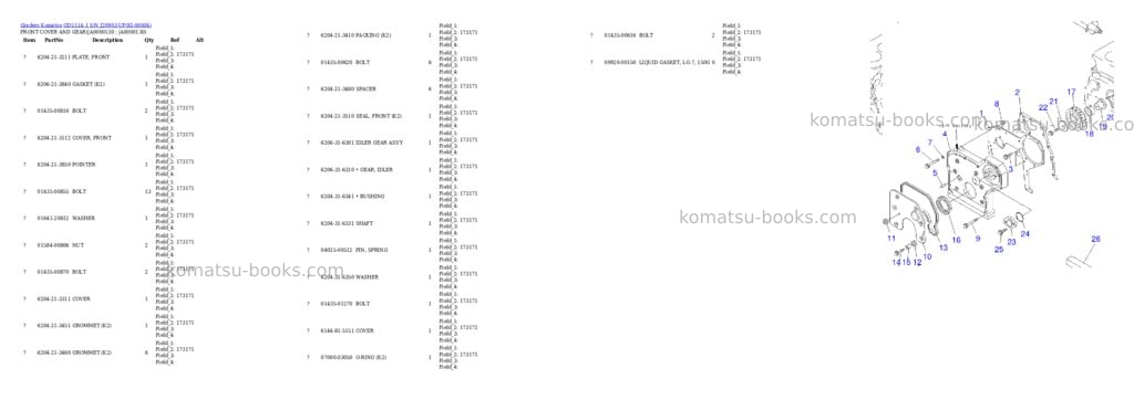 Komatsu GD511A-1 S/N J20903-UP Parts catalog cover Page 10