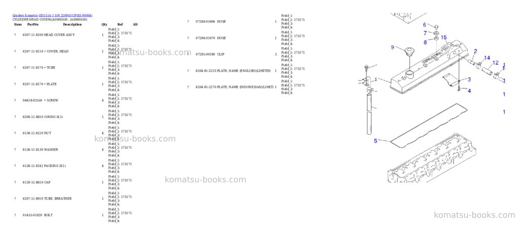 Komatsu GD511A-1 S/N J20903-UP Parts catalog cover Page 2