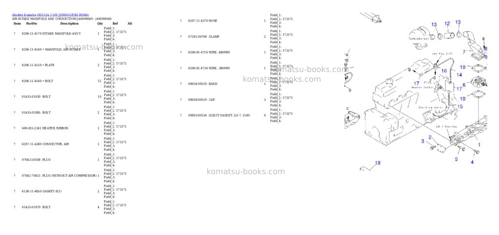 Komatsu GD511A-1 S/N J20903-UP Parts catalog cover Page 3