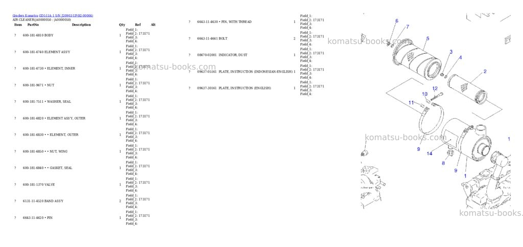 Komatsu GD511A-1 S/N J20903-UP Parts catalog cover Page 4