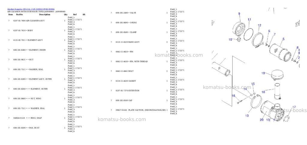 Komatsu GD511A-1 S/N J20903-UP Parts catalog cover Page 5
