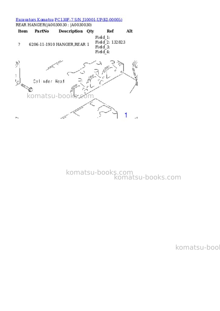 Komatsu pc130f-7 s/n j10001-up Parts catalog cover Page 2