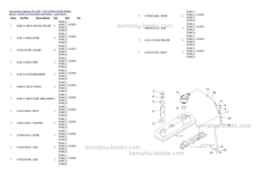 Komatsu pc130f-7 s/n j10001-up Parts catalog cover Page 4