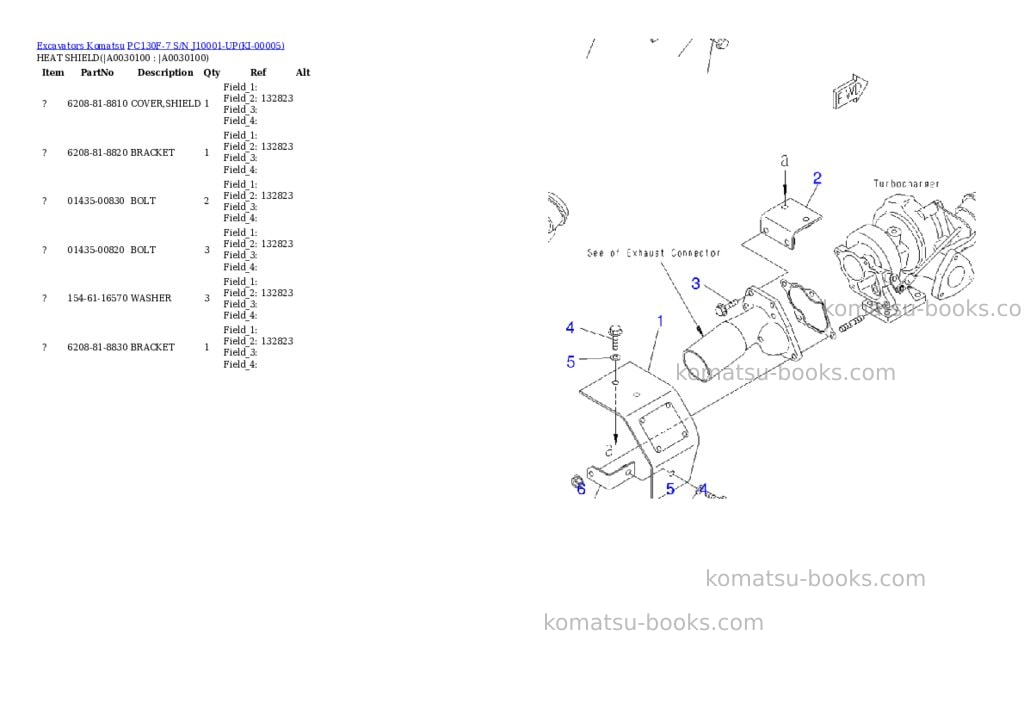 Komatsu pc130f-7 s/n j10001-up Parts catalog cover Page 9