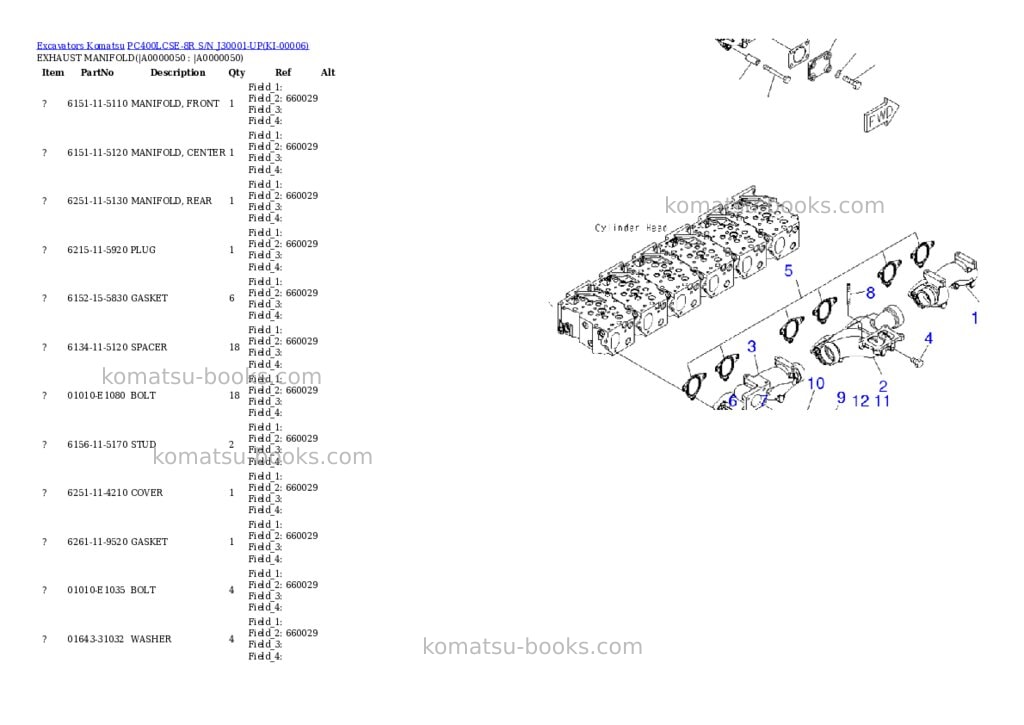 Komatsu PC400LCSE-8R S/N J30001-UP Parts catalog cover Page 5 Komatsu PC400LCSE-8R S/N J30001-UP Parts catalog cover Page 5