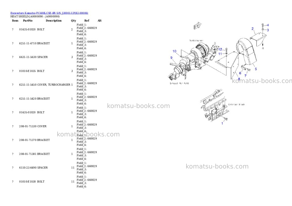 Komatsu PC400LCSE-8R S/N J30001-UP Parts catalog cover Page 9 Komatsu PC400LCSE-8R S/N J30001-UP Parts catalog cover Page 9