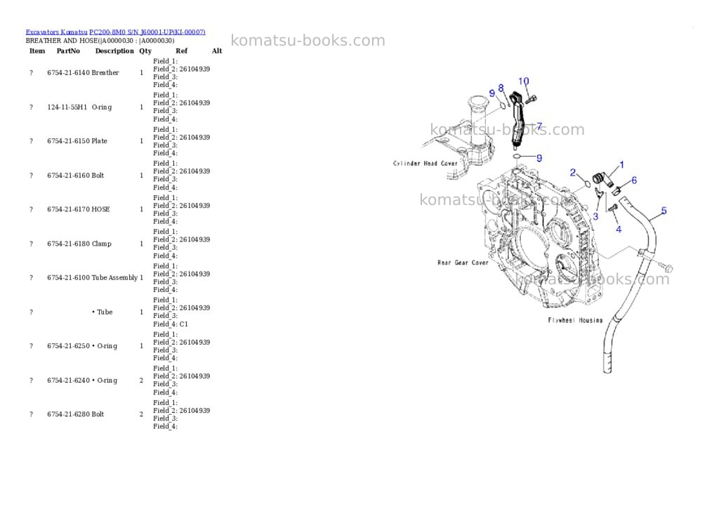 Komatsu pc200-8m0 s/n j60001-up Parts catalog cover Page 2 Komatsu pc200-8m0 s/n j60001-up Parts catalog cover Page 2