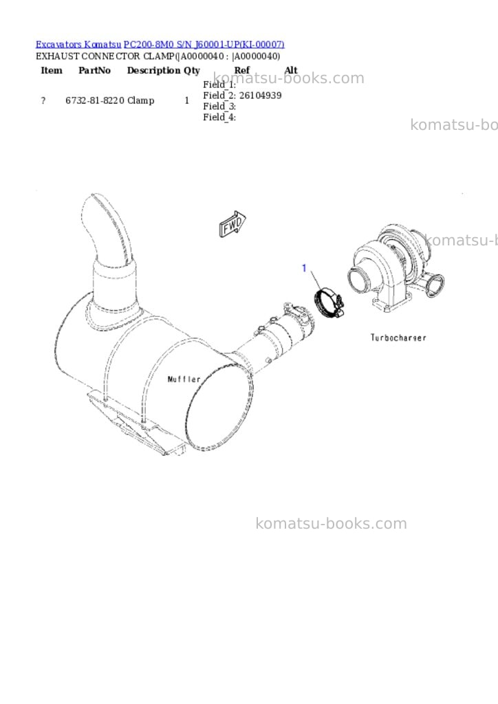 Komatsu pc200-8m0 s/n j60001-up Parts catalog cover Page 3 Komatsu pc200-8m0 s/n j60001-up Parts catalog cover Page 3