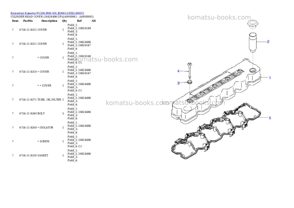 Komatsu pc200-8m0 s/n j60001-up Parts catalog cover Page 6 Komatsu pc200-8m0 s/n j60001-up Parts catalog cover Page 6