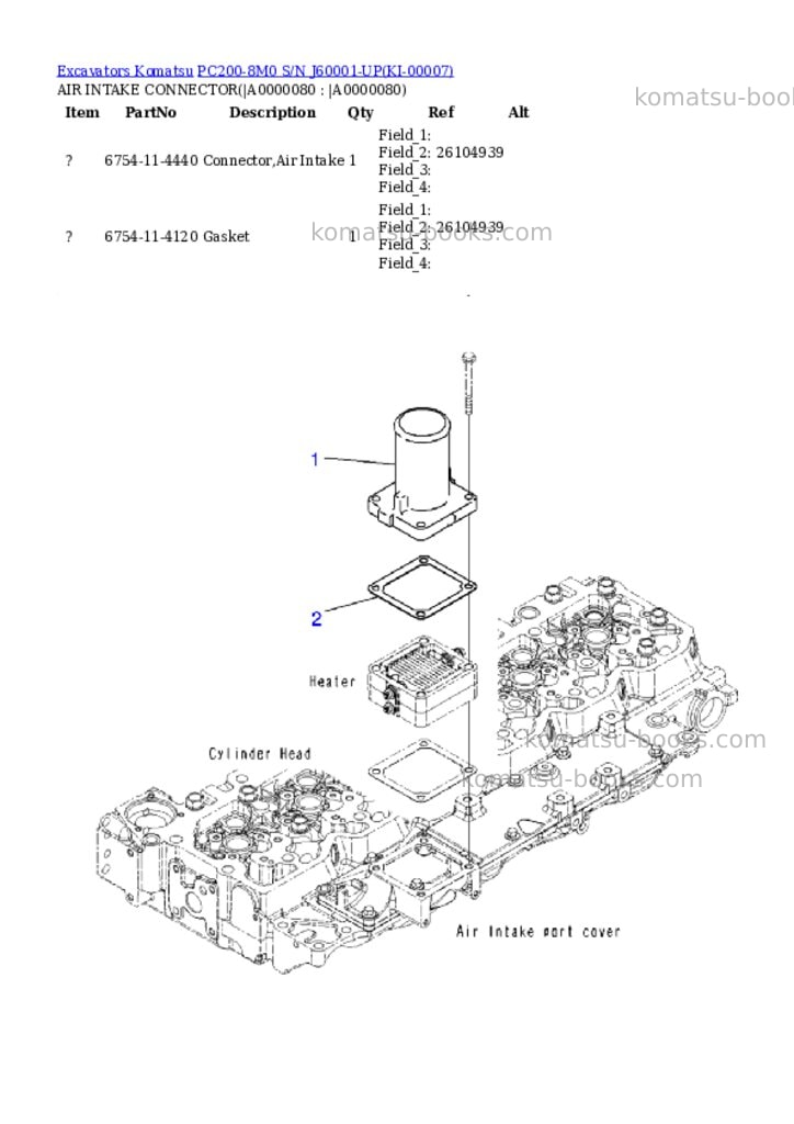 Komatsu pc200-8m0 s/n j60001-up Parts catalog cover Page 8 Komatsu pc200-8m0 s/n j60001-up Parts catalog cover Page 8