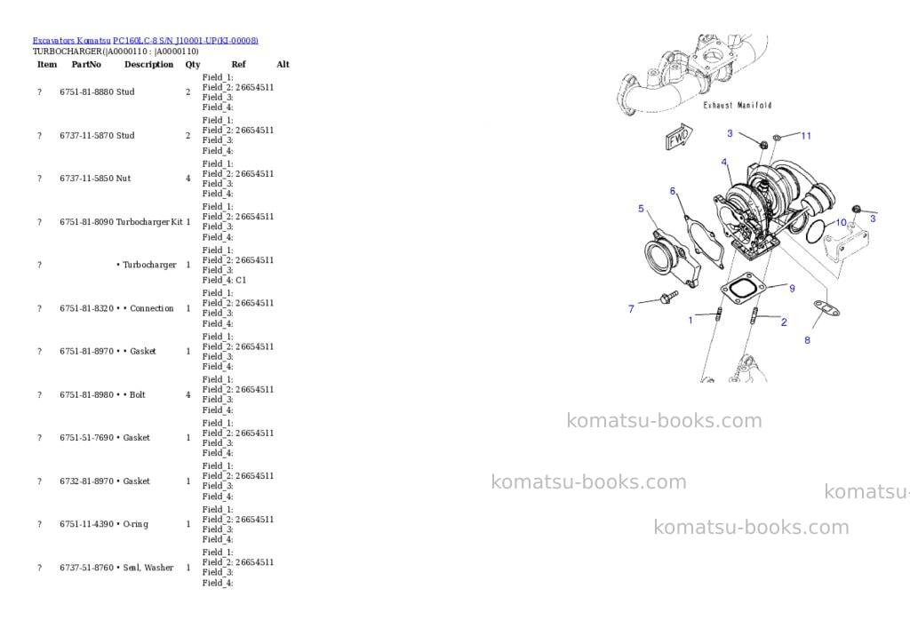 Komatsu pc160lc-8 s/n j10001-up Parts catalog cover Page 10 Komatsu pc160lc-8 s/n j10001-up Parts catalog cover Page 10