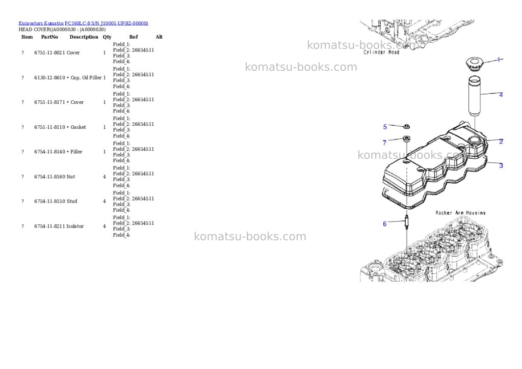 Komatsu pc160lc-8 s/n j10001-up Parts catalog cover Page 2 Komatsu pc160lc-8 s/n j10001-up Parts catalog cover Page 2