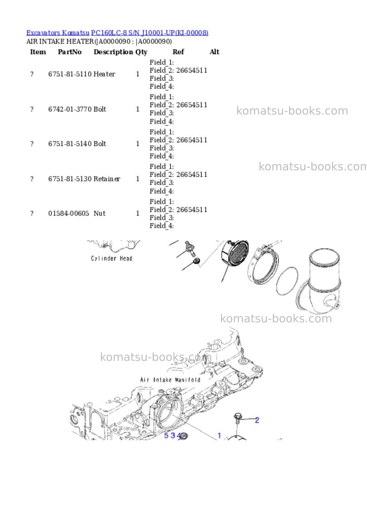 Komatsu pc160lc-8 s/n j10001-up Parts catalog cover Page 8 Komatsu pc160lc-8 s/n j10001-up Parts catalog cover Page 8