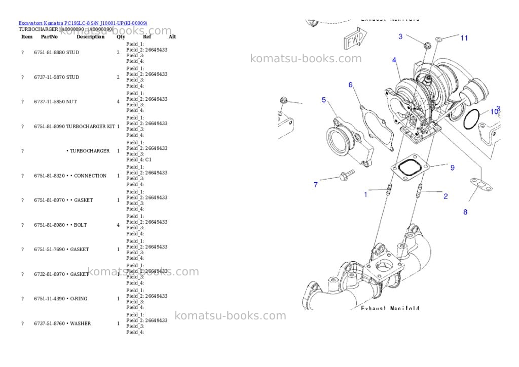 Komatsu pc195lc-8 s/n j10001-up Parts catalog cover Page 7 Komatsu pc195lc-8 s/n j10001-up Parts catalog cover Page 7