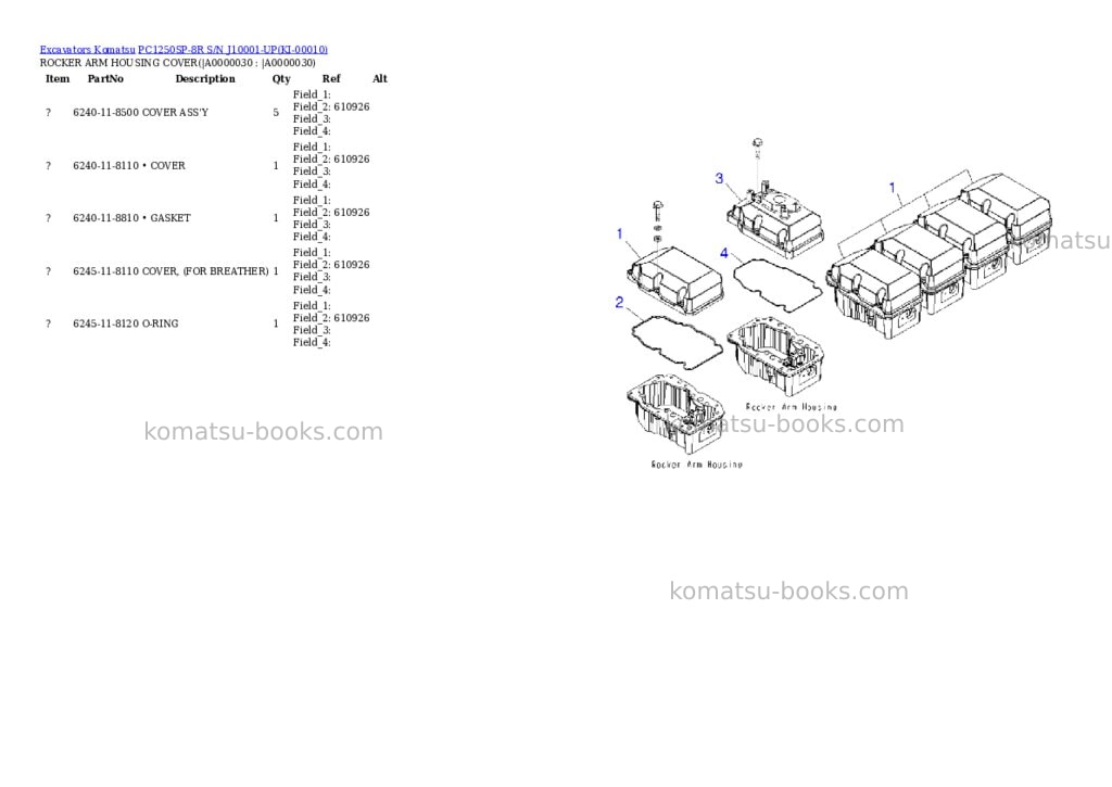 Komatsu PC1250SP-8R S/N J10001-UP Parts catalog cover Page 5