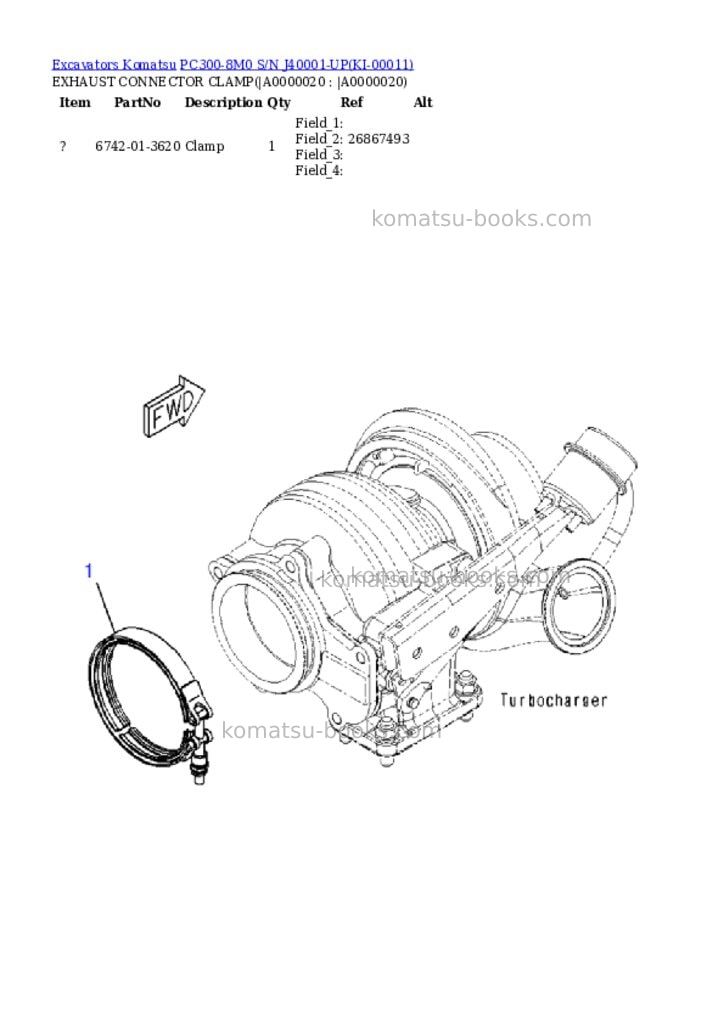 Komatsu PC300-8M0 S/N J40001-UP Parts catalog cover