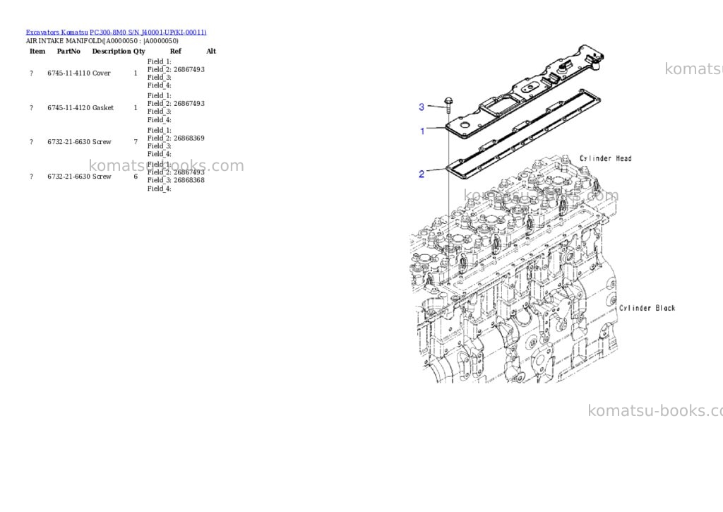 Komatsu PC300-8M0 S/N J40001-UP Parts catalog cover Page 4