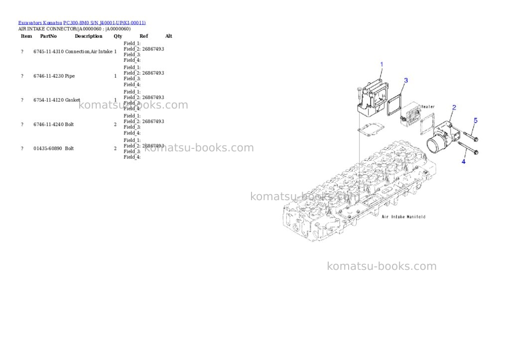 Komatsu PC300-8M0 S/N J40001-UP Parts catalog cover Page 5
