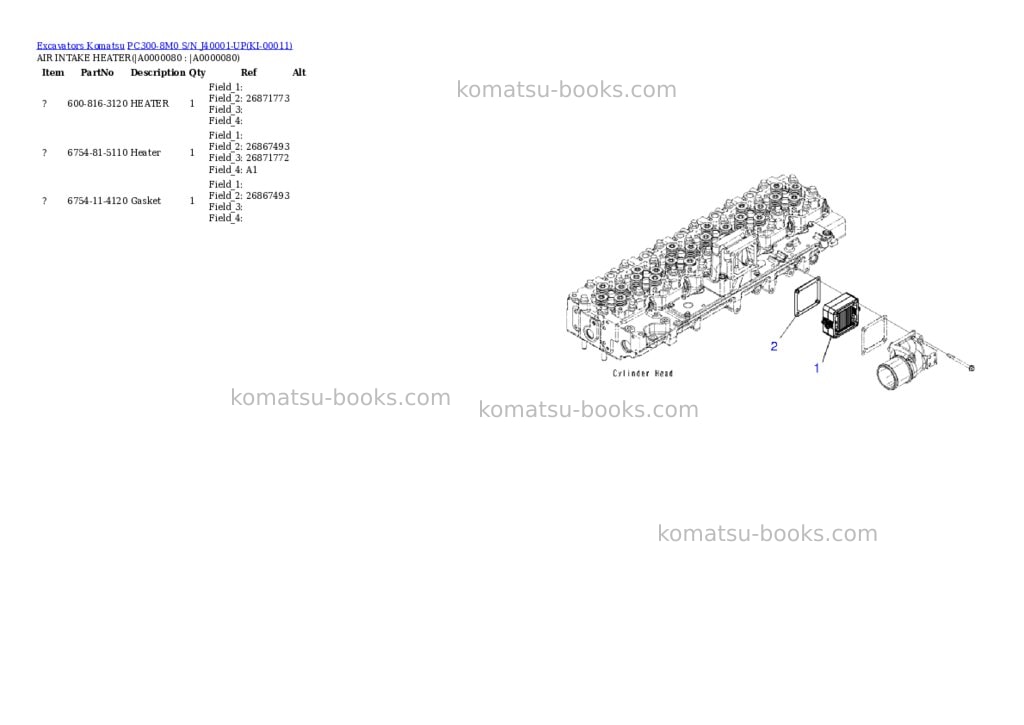 Komatsu PC300-8M0 S/N J40001-UP Parts catalog cover Page 7