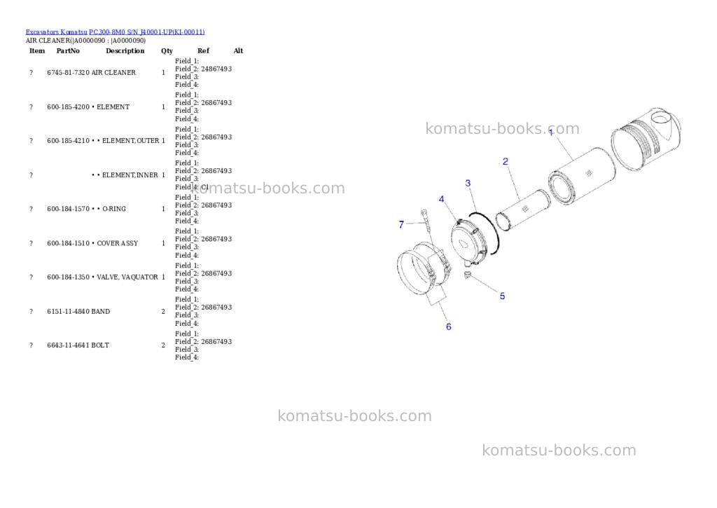 Komatsu PC300-8M0 S/N J40001-UP Parts catalog cover Page 8